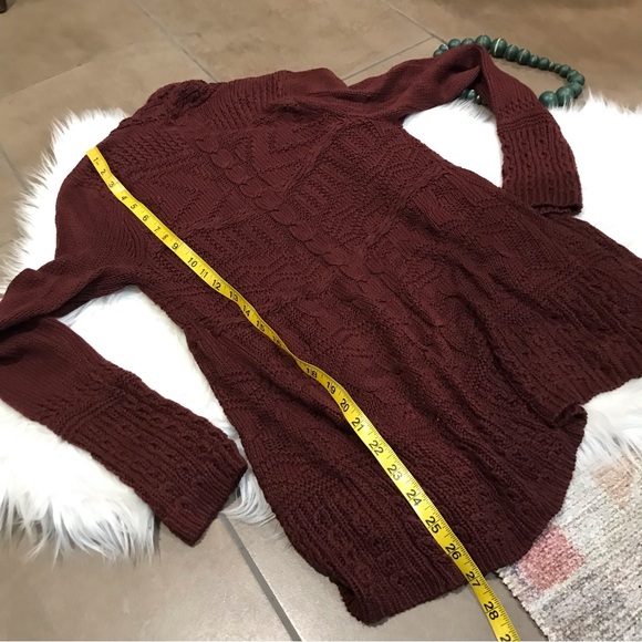 Skies Are Blue Open Front Knit Cardigan Sweater Maroon Sz XS - Picture 8 of 9
